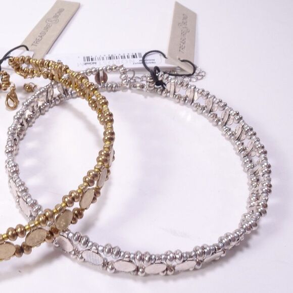 Nordstrom Treasure & Bond Circle Choker Necklace Silver Gold NWT 49 EA 100 Set 2 - Picture 3 of 9